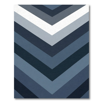 Navy Gray Chevron Stripes Rug