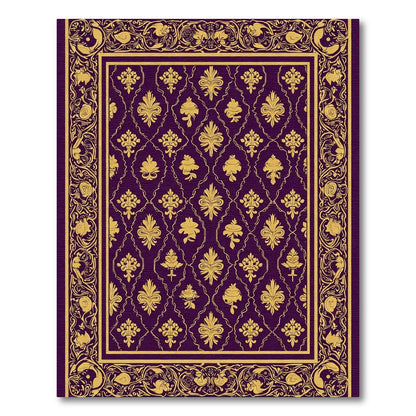 Regal Plum Gold Damask Border Rug
