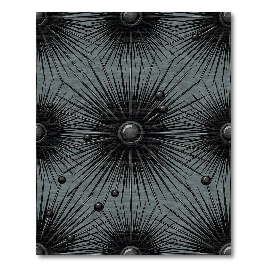 Dark Gray Abstract Spiky Starburst Rug