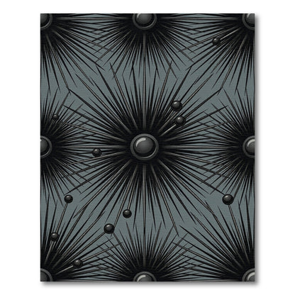 Dark Gray Abstract Spiky Starburst Rug