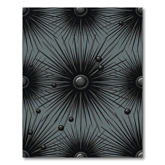 Dark Gray Abstract Spiky Starburst Rug