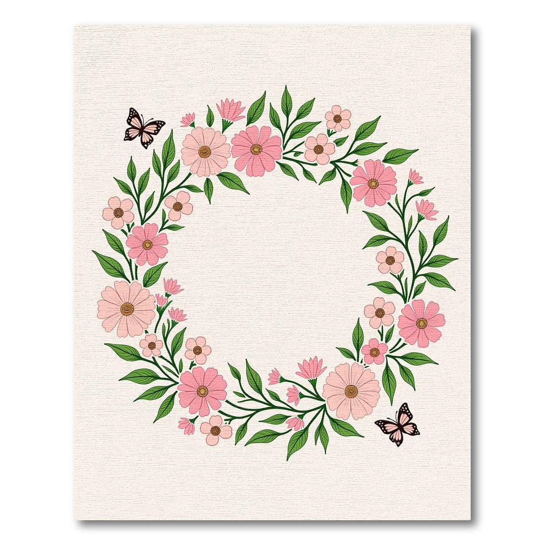 Pink Floral Butterfly Garland Rug