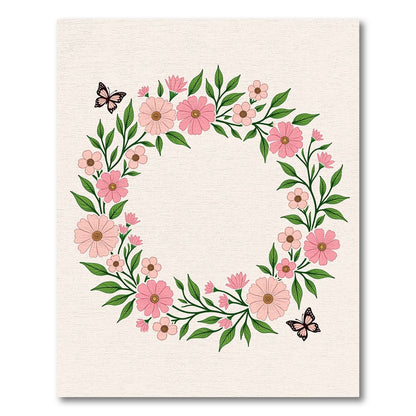 Pink Floral Butterfly Garland Rug