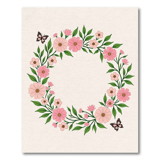 Pink Floral Butterfly Garland Rug