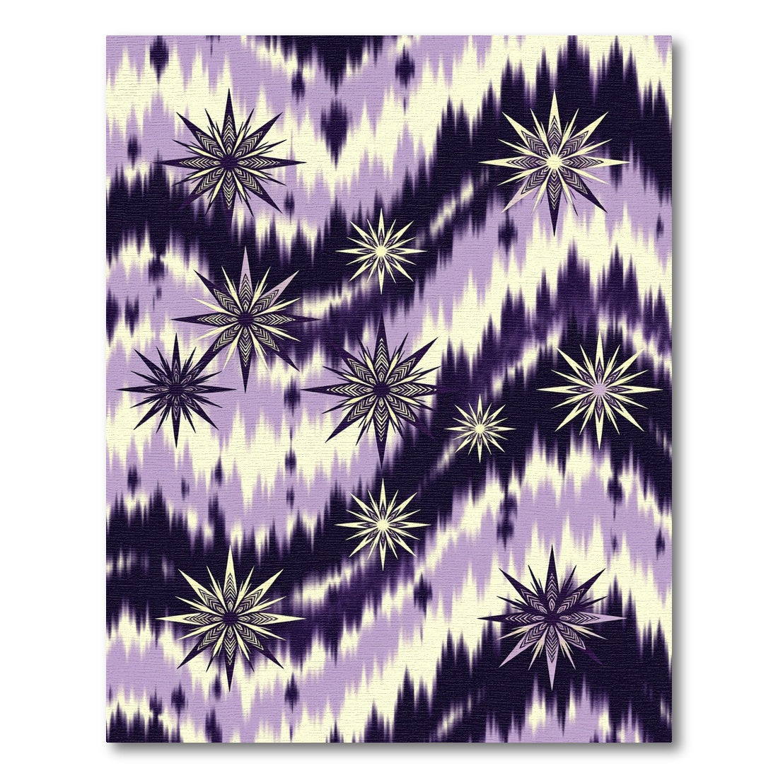 Purple Cream Starburst Ikat Rug
