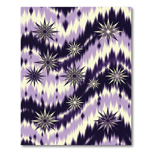Purple Cream Starburst Ikat Rug