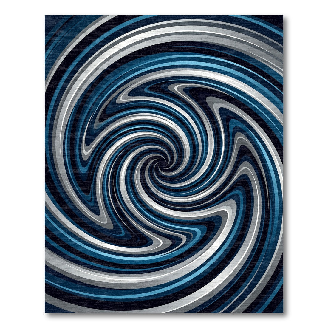 Dynamic Blue and Silver Swirl Spiral Rug