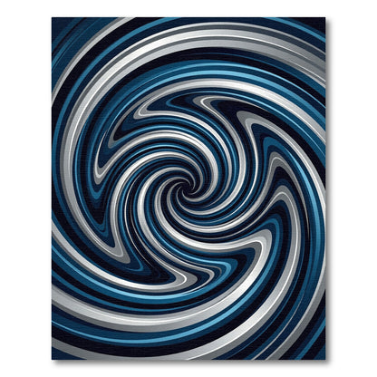 Dynamic Blue and Silver Swirl Spiral Rug
