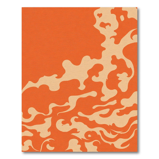 Abstract Orange Flame Swirl Rug