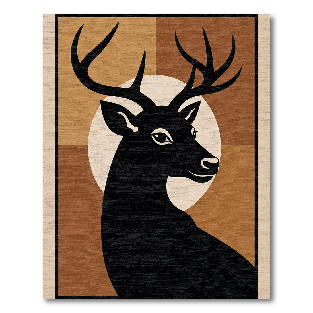 Black Deer Crescent Earth Tones Rug