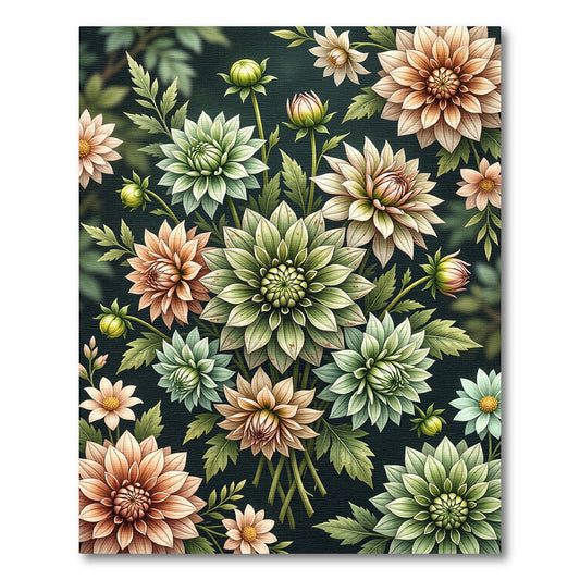 Coral Green Floral Arrangement Rug