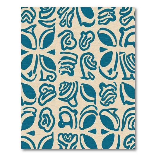 Teal Abstract Art Deco Forms Rug
