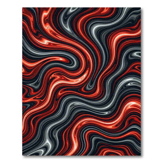 Fiery Red Swirl Marble Rug