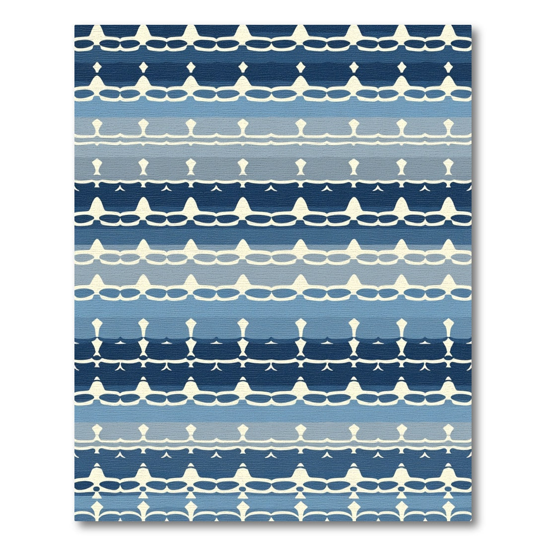 Blue Cream Geometric Stripe Rug