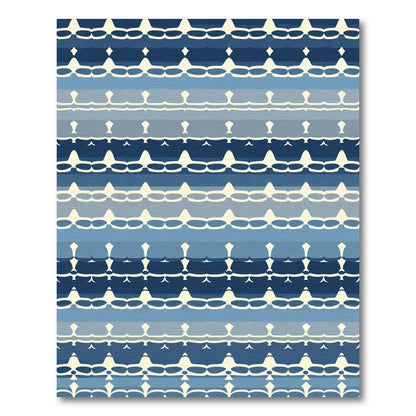 Blue Cream Geometric Stripe Rug