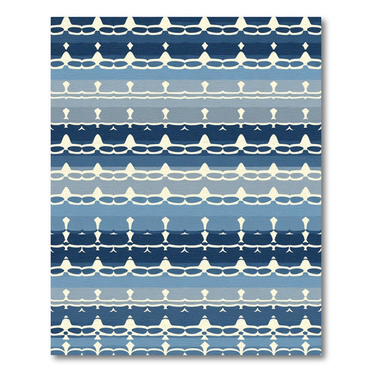 Blue Cream Geometric Stripe Rug