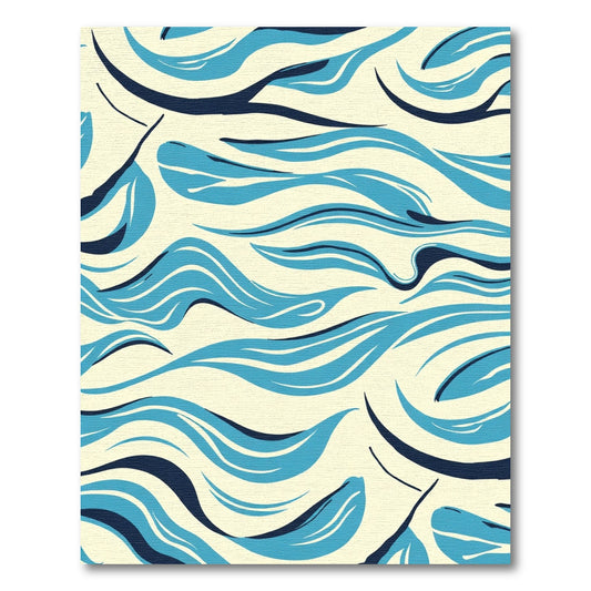 Abstract Blue Flowing Wave Rug