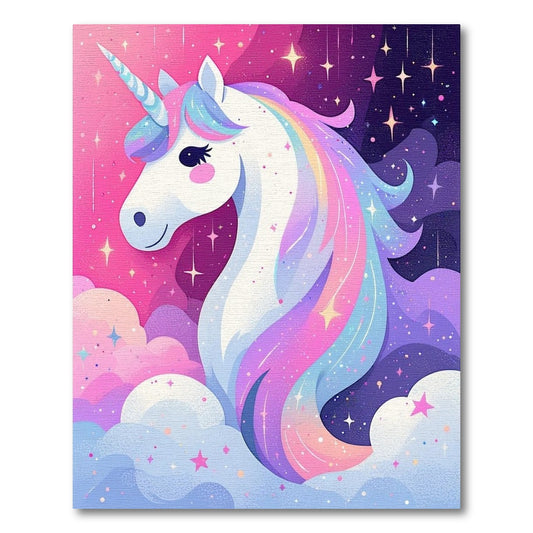 Whimsical Unicorn Stars Rainbow Clouds Rug