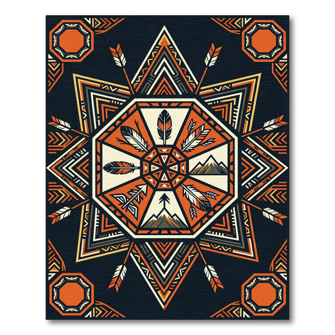 Geometric Mountain Arrow Tribal Orange Rug