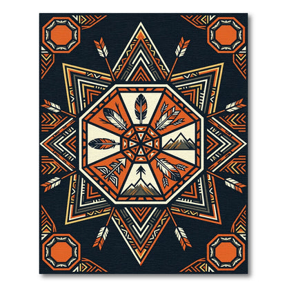 Geometric Mountain Arrow Tribal Orange Rug