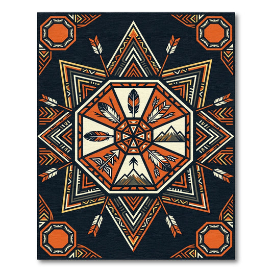 Geometric Mountain Arrow Tribal Orange Rug
