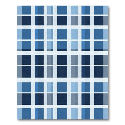 Indigo Blue Gradient Plaid Rug