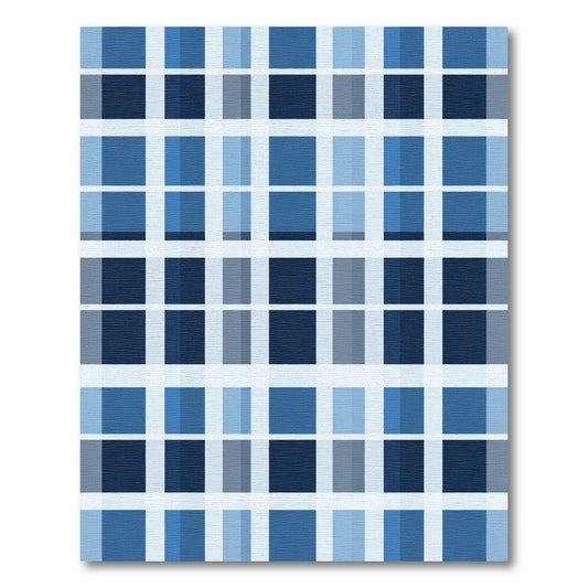 Indigo Blue Gradient Plaid Rug