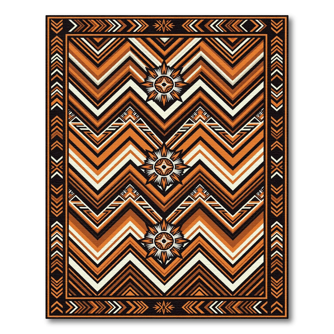 Geometric Terracotta Zigzag Sunset Sunburst Rug