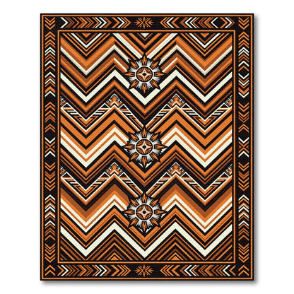Geometric Terracotta Zigzag Sunset Sunburst Rug