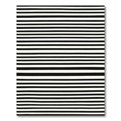 Classic Black White Parallel Bands Rug