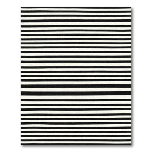Classic Black White Parallel Bands Rug