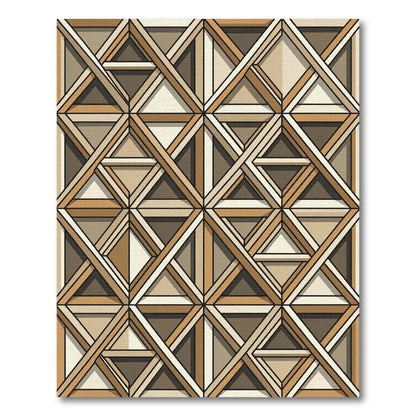 Geometric Neutral Tones Lattice Framed Square Rug