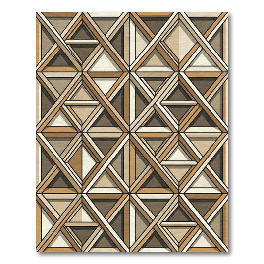 Geometric Neutral Tones Lattice Framed Square Rug