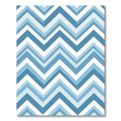 Blue Chevron Zigzag Geometric Area Rug