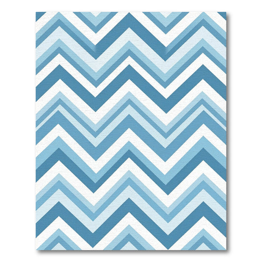 Blue Chevron Zigzag Geometric Area Rug