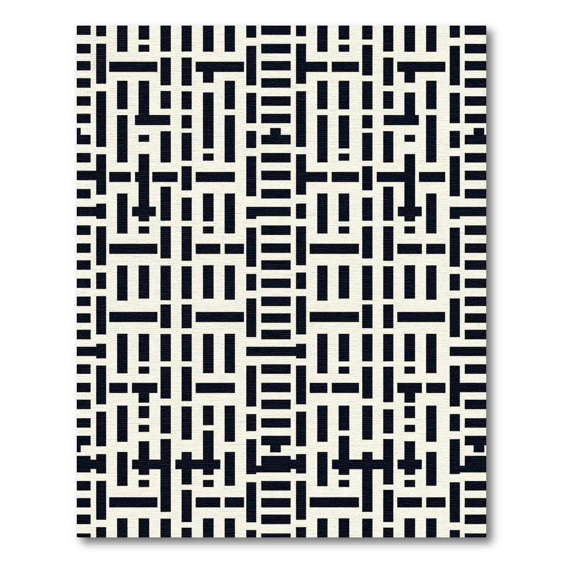 Modern Black White Geometric Weave Rug