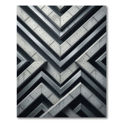 Monochromatic Geometric Concrete Chevron Rug