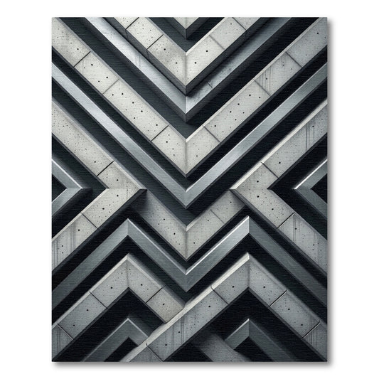 Monochromatic Geometric Concrete Chevron Rug