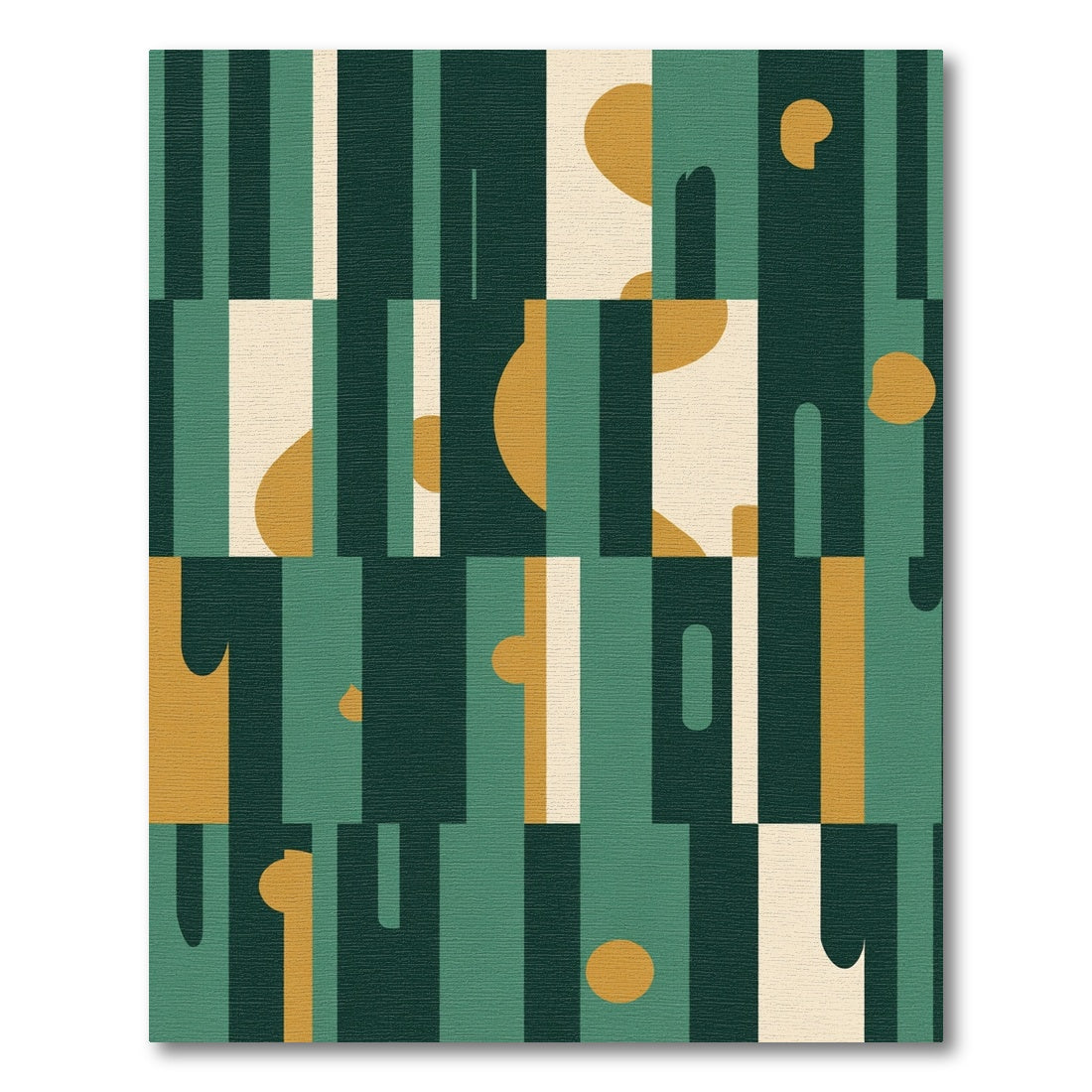 Teal Mustard Abstract Geometric Blocks Rug