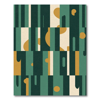Teal Mustard Abstract Geometric Blocks Rug