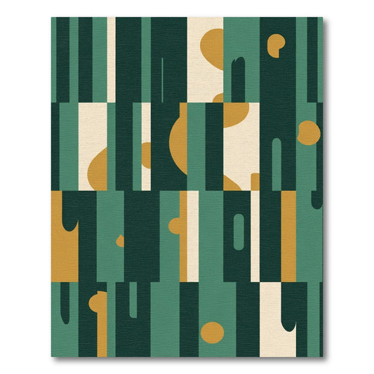 Teal Mustard Abstract Geometric Blocks Rug