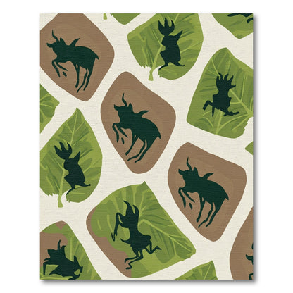 Whimsical Woodland Creatures Leaf Silhouette Rug