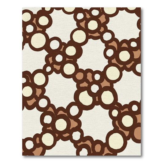 Brown Cream Bubbles Geometric Composition Rug