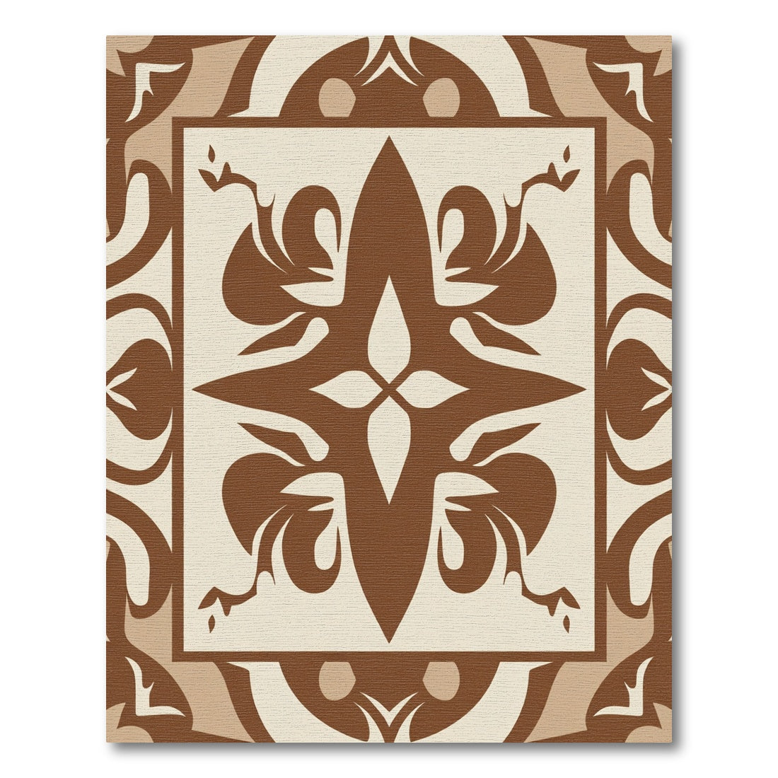 Chic Brown Cream Abstract Floral Medallion Rug