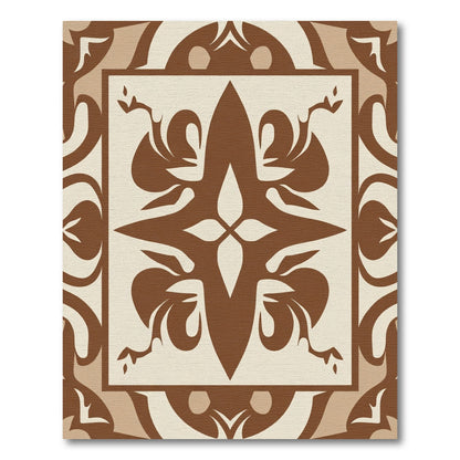 Chic Brown Cream Abstract Floral Medallion Rug