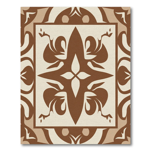 Chic Brown Cream Abstract Floral Medallion Rug