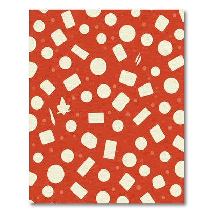 Red Cream Scattered Shapes Rug