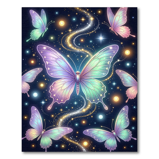 Ethereal Iridescent Butterfly Galaxy Night Rug