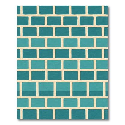 Aqua Brickwork Repeating Pattern Rug