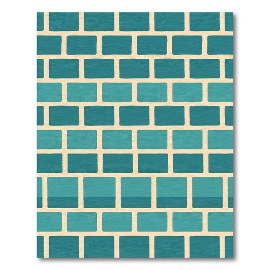Aqua Brickwork Repeating Pattern Rug